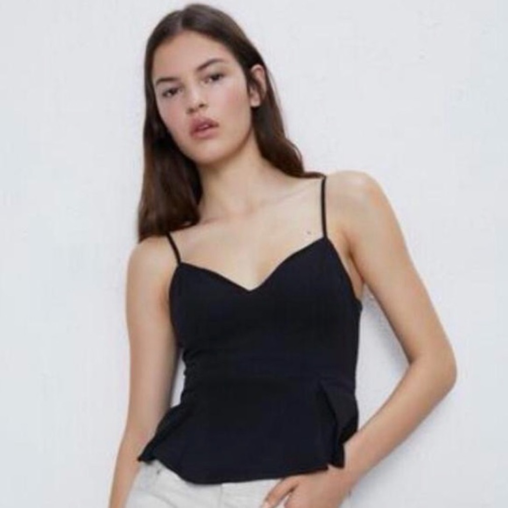Zara Black linen cami